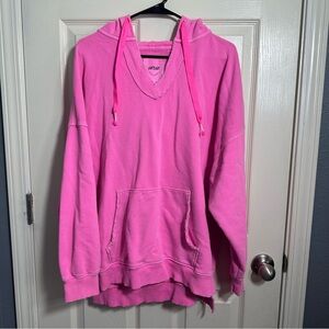 Women’s Aerie Bright Pink Purposely Distressed Hoodie, size Medium (Oversized)